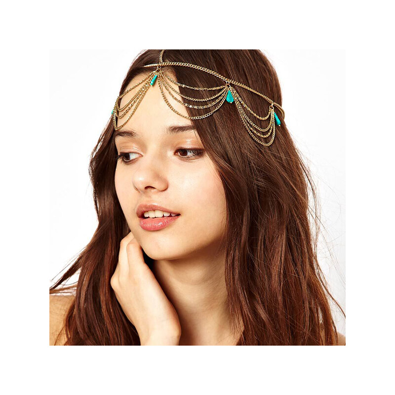 Lesara Haarkette mit türkisfarbenen Steinen