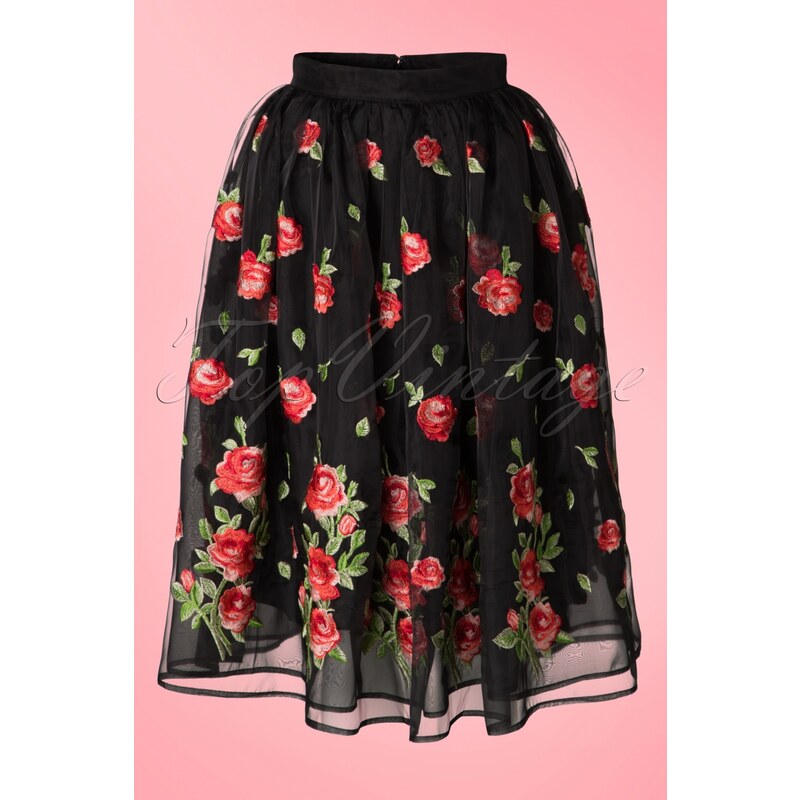 Dancing Days by Banned 50s Bettie Floral Skirt in Black
