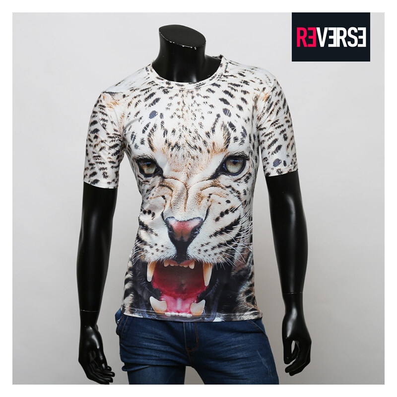 Re-Verse T-Shirt mit 3D-Print Leopard - L