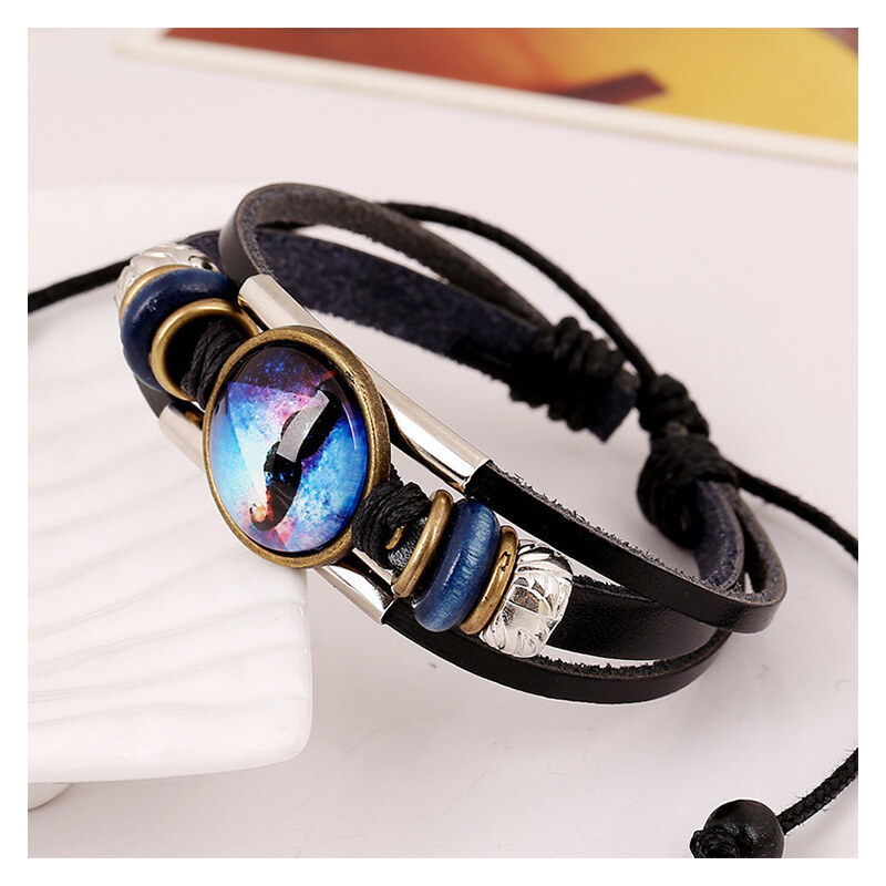 Lesara Leder-Armband mit Schnurrbart- & Galaxie-Motiv