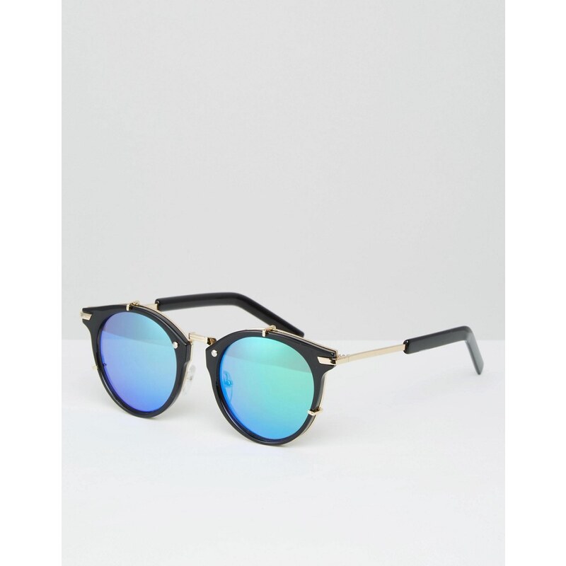Jeepers Peepers - Sonnenbrille mit runden, blauen Gläsern - Schwarz