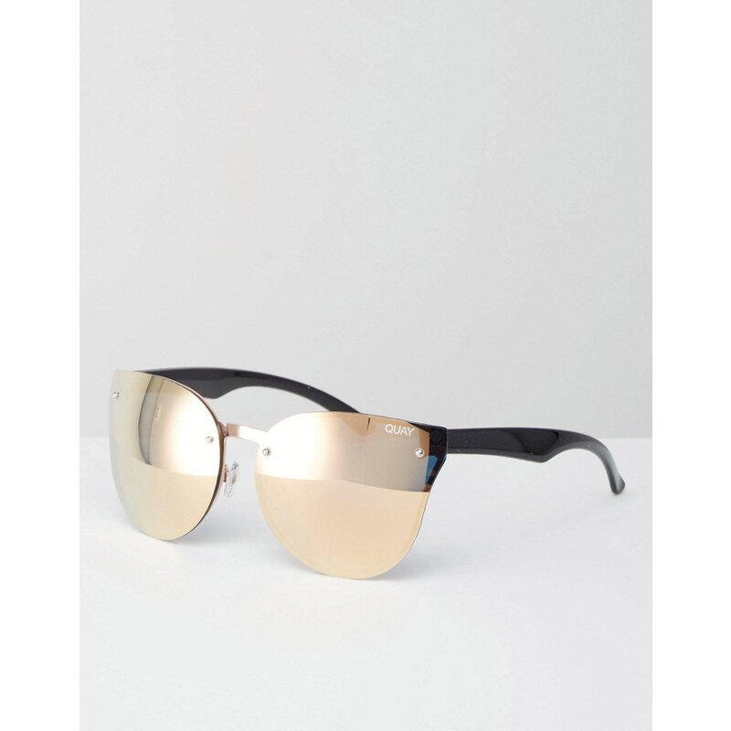 Quay Australia - Higher Love - Verspiegelte Katzenaugen-Sonnenbrille ohne Rahmen in Roségold - Gold