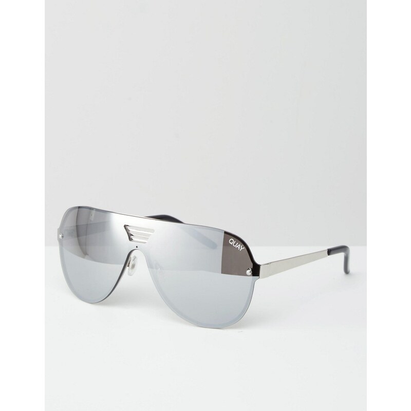 Quay Australia - Showtime - Rahmenlose, verspiegelte Piloten-Sonnenbrille in Silber - Silber