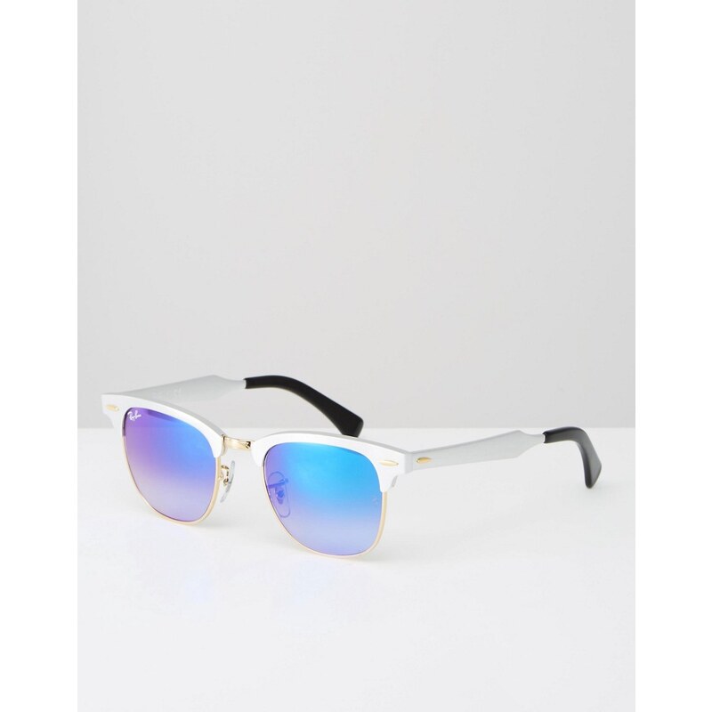 Ray-Ban Clubmaster - Sonnenbrille mit graublauen Gläsern und silbernem Gestell - Silber