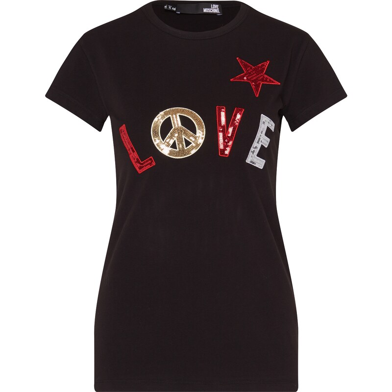 Love Moschino T Shirt mit Pailletten Applikationen