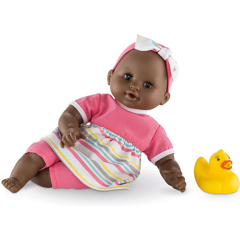Corolle Babypuppe mit gelber Quietscheente, »Badepuppe Mädchen dunkelhäutig 30cm«