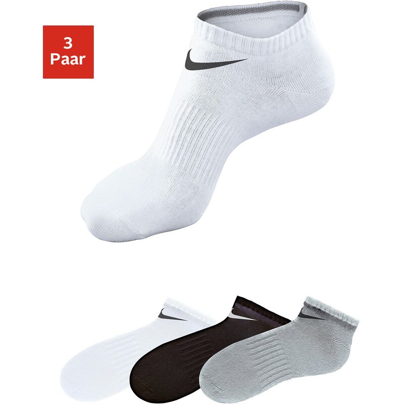 Große Größen: Nike Sportfüßlinge (3 Paar) Rutschfest mit Mittelfußgummi, grau + schwarz + weiß, Gr.L (42-46)-M (38-42)