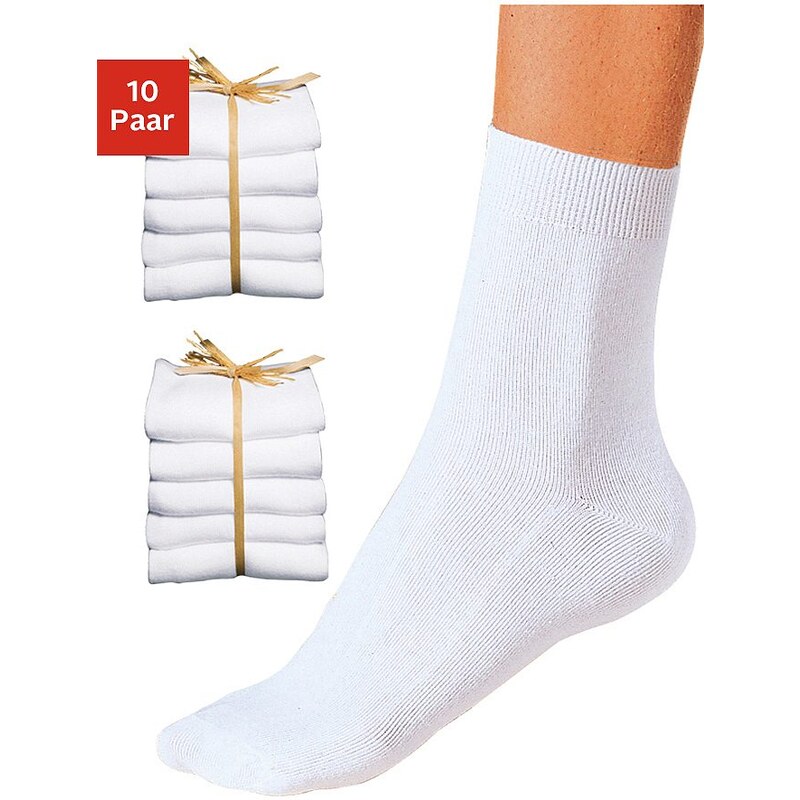 Große Größen: GO IN Basic-Socken (10 Paar) ganz unifarben, 10x weiß, Gr.35-38-39-42
