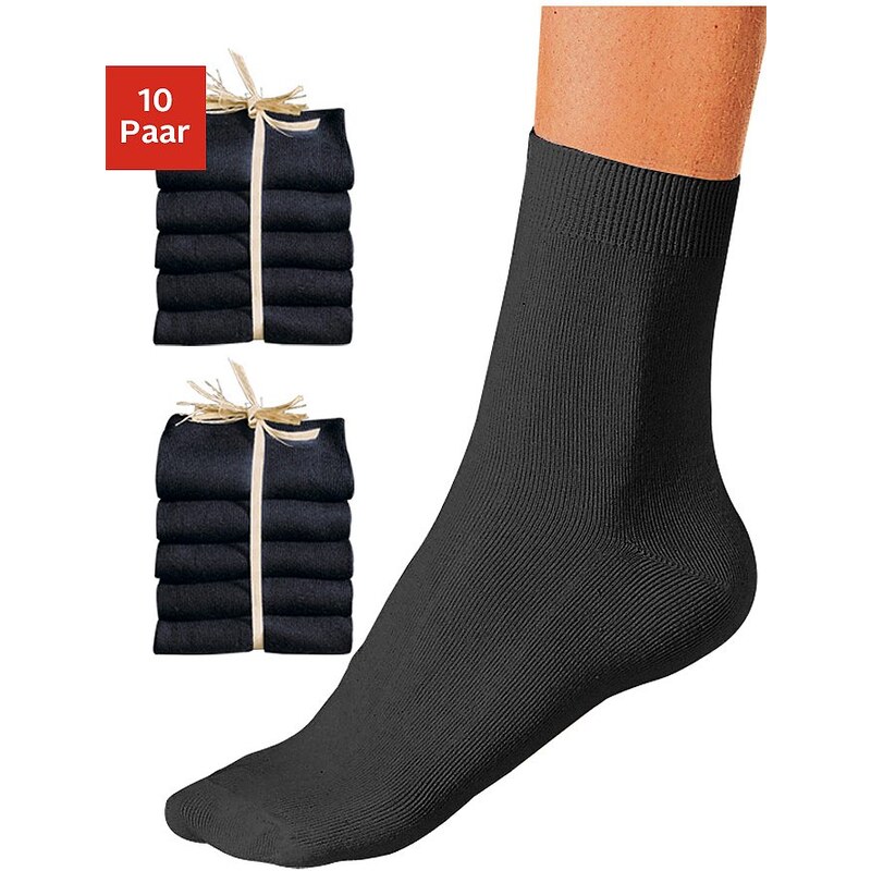 Große Größen: GO IN Basic-Socken (10 Paar) ganz unifarben, 10x schwarz, Gr.35-38-39-42