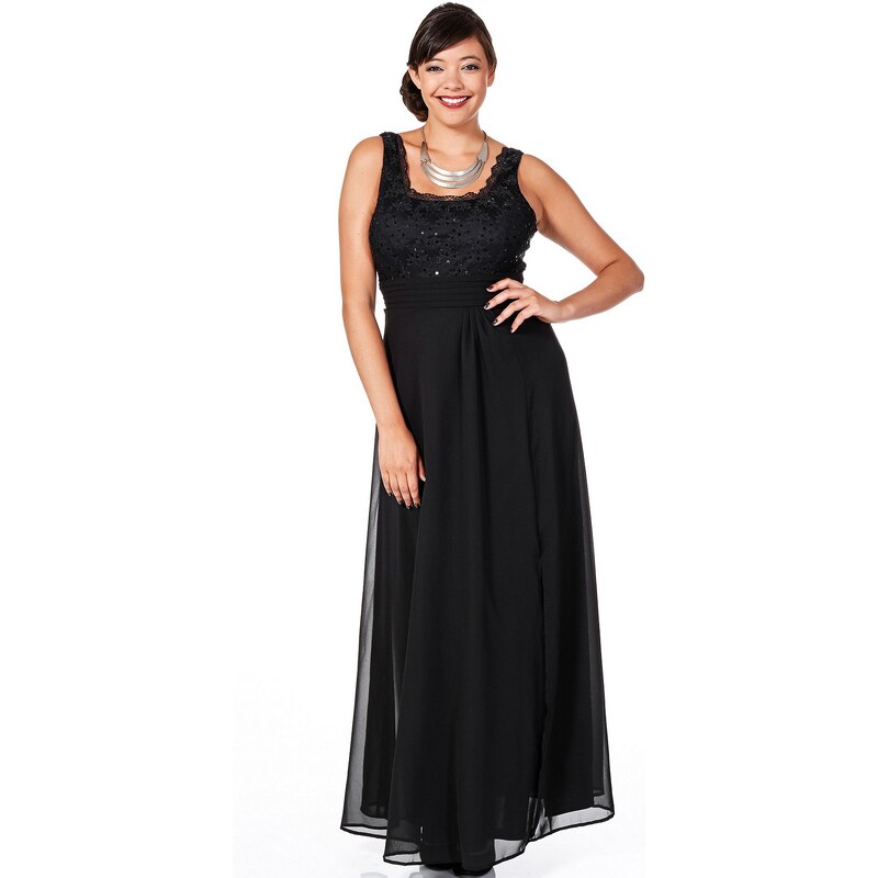 Große Größen: sheego Style Abendkleid mit floraler Spitze, schwarz, Gr.40-58