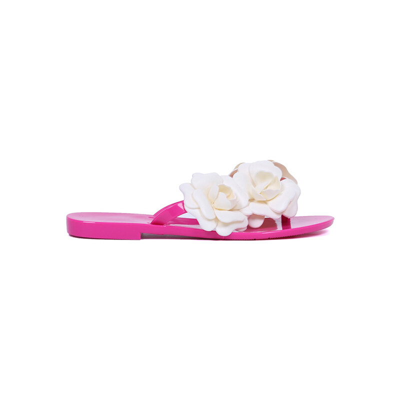 Lesara Gummi-Zehentrenner mit Blumen-Verzierung - Pink - 36