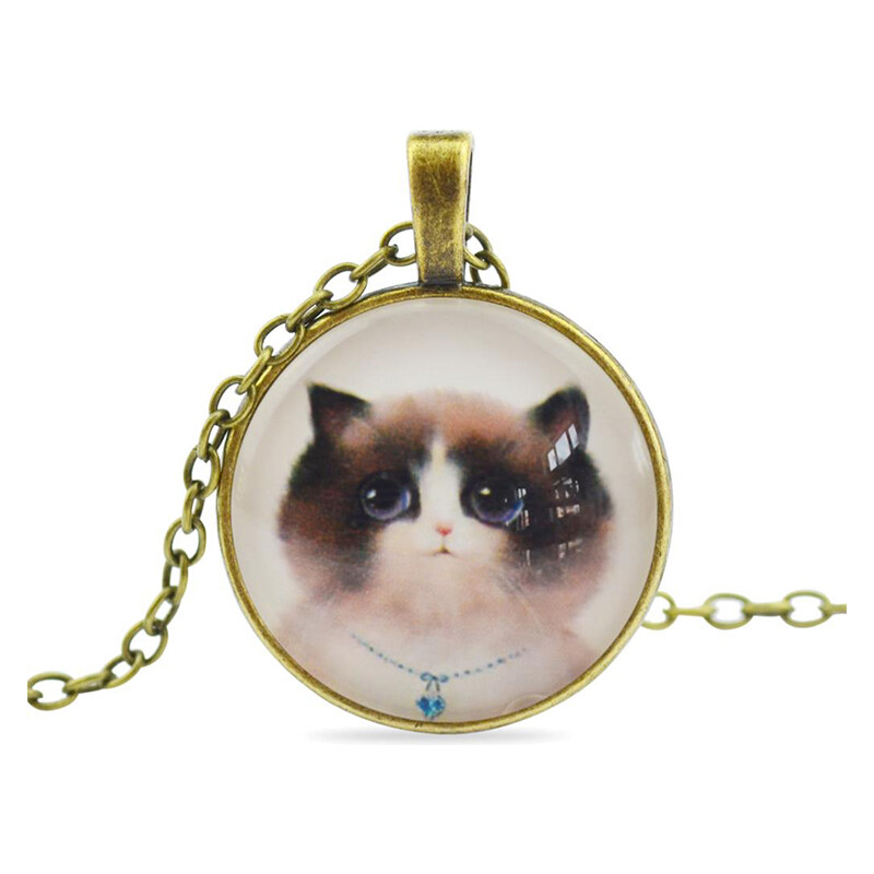 Lesara Halskette mit Katzen-Amulett - Braun