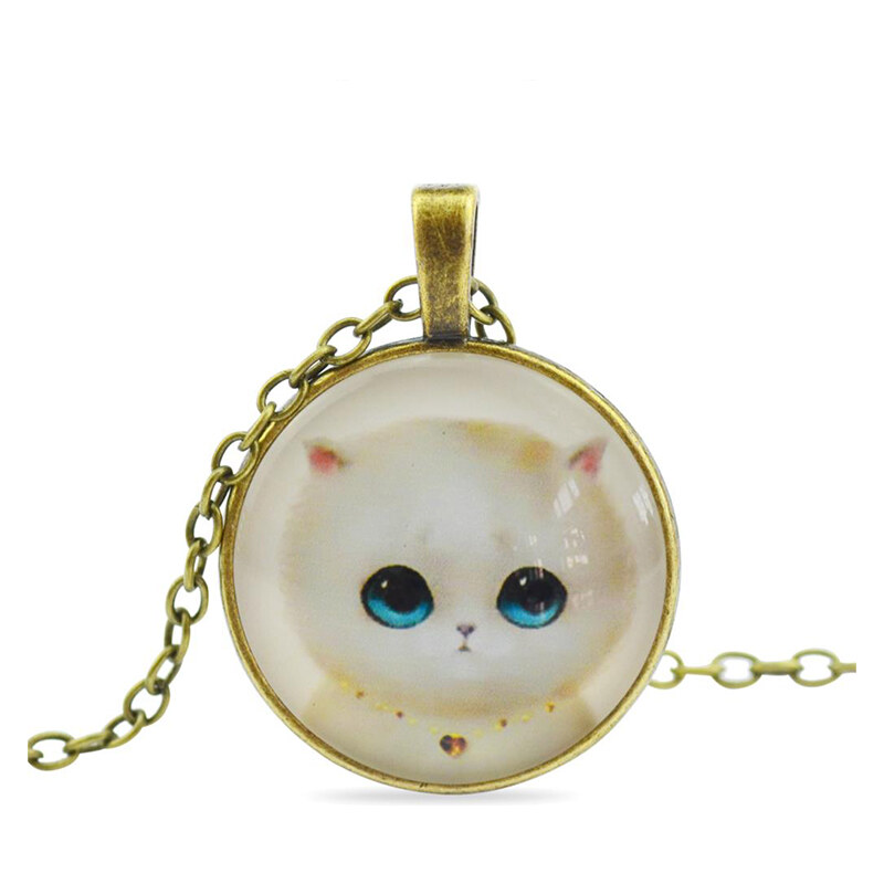 Lesara Halskette mit Katzen-Amulett - Weiß