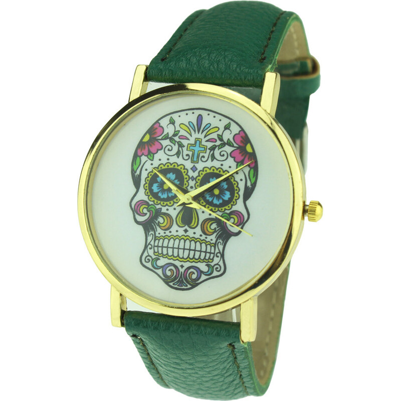 Lesara Armbanduhr mit Totenkopf-Design - Grün