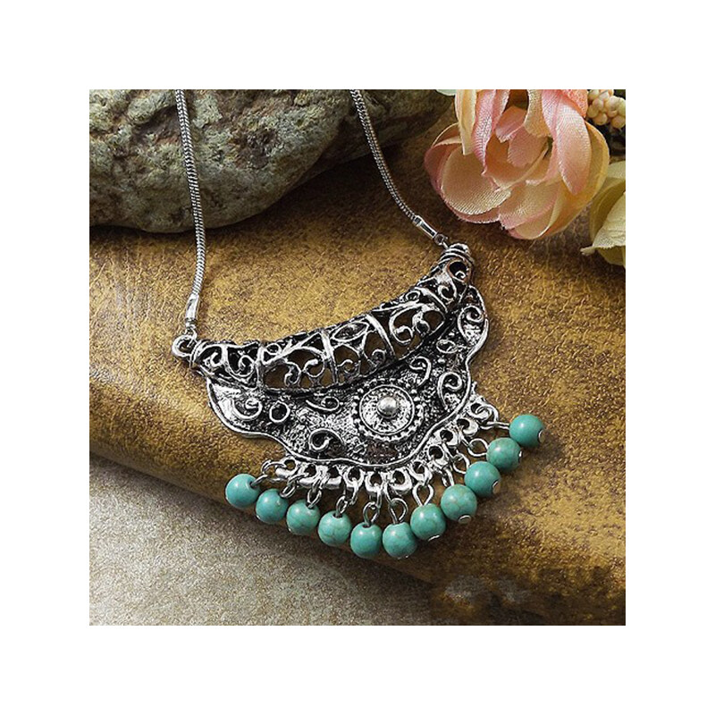 Lesara Statement-Halskette mit Türkis-Perlen im Ethno-Stil