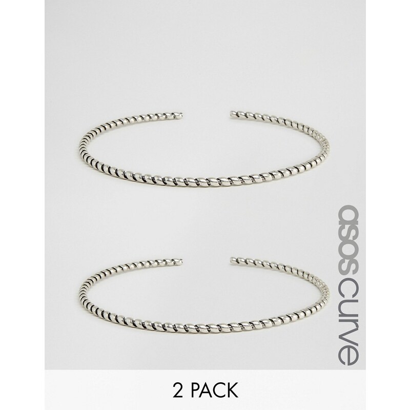 ASOS CURVE - Set mit zwei gedrehten Armreifen - Silber