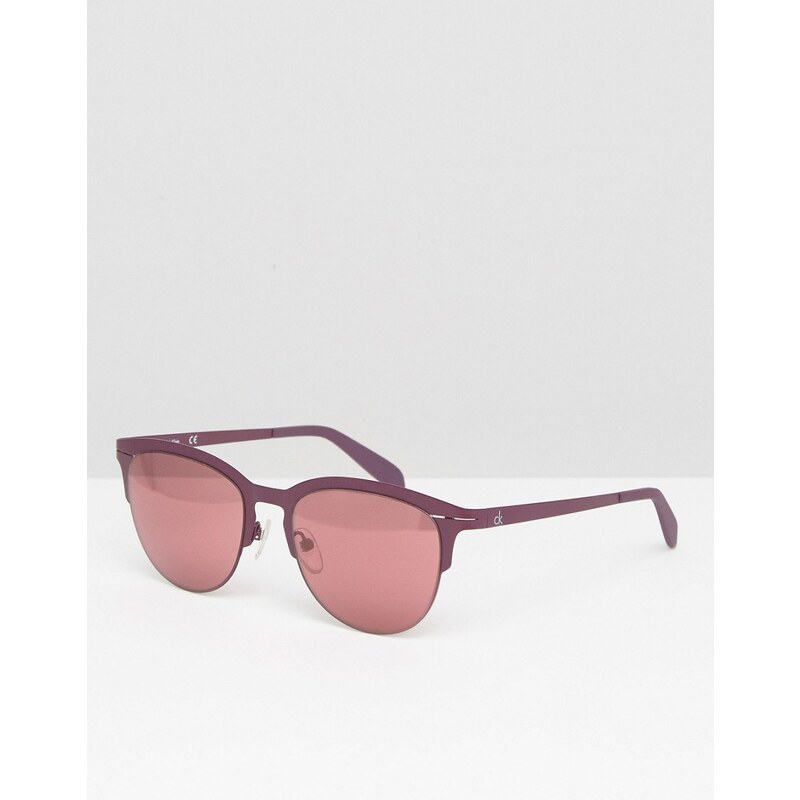 Calvin Klein - Verspiegelte Halbrahmen-Sonnenbrille - Rosa