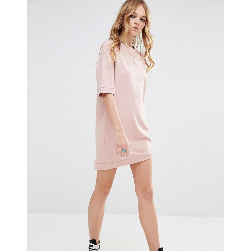 Glamorous - Kurzärmliges Oversize-Sweatshirtkleid - Rosa