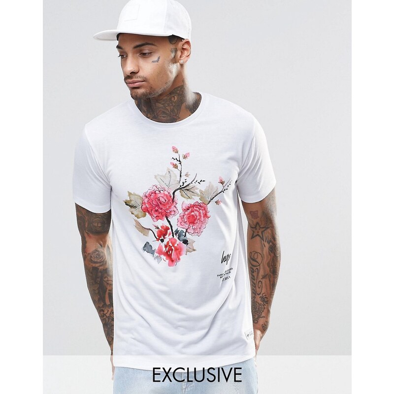 Hype - T-Shirt mit Blumen-Print - Weiß