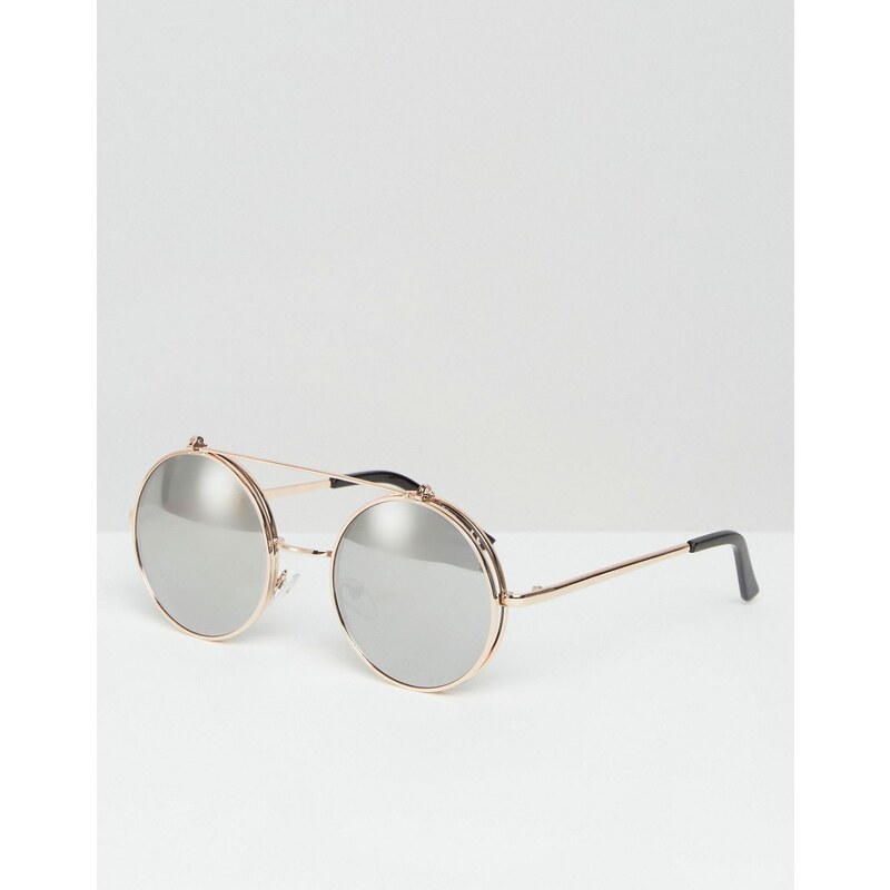 Jeepers Peepers - Runde Sonnenbrille mit verspiegelten Gläsern in Gold - Gold