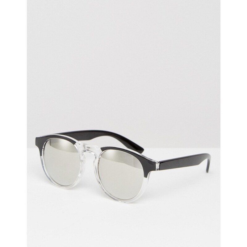 Jeepers Peepers - Runde Sonnenbrille mit transparentem Kontrastdesign - Schwarz