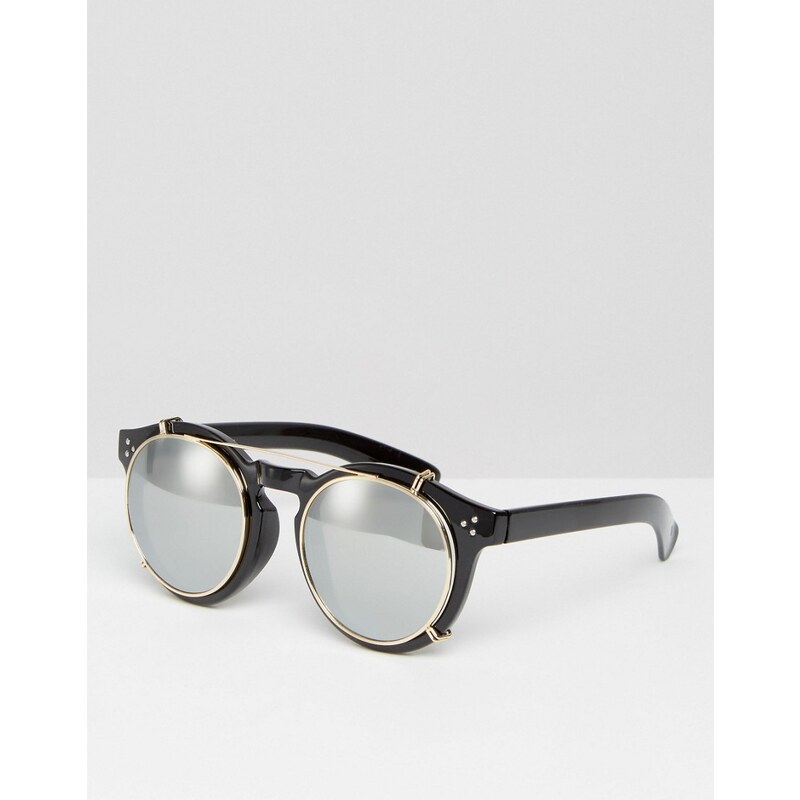 Jeepers Peepers - Runde Sonnenbrille mit verspiegelten Gläsern - Schwarz