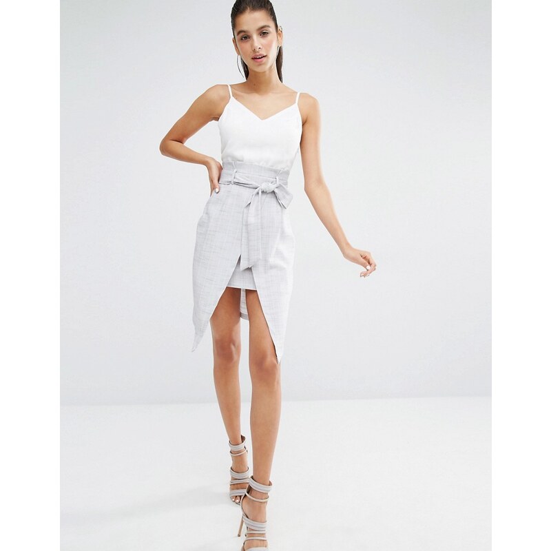 Parallel Lines - Camisole-Kleid mit Schnürung vorne - Weiß