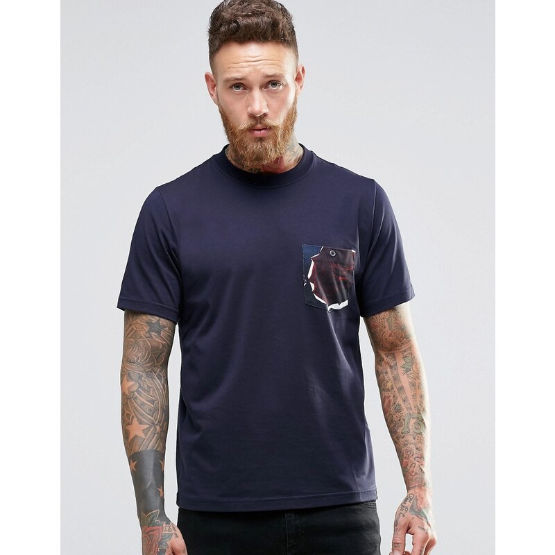 PS by Paul Smith Paul Smith - T-Shirt mit geblümter Tasche - Marineblau