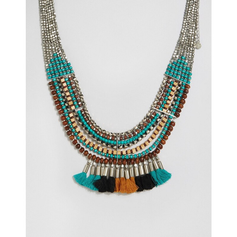 Pieces - Benua - Halskette mit Quastenanhänger - Mehrfarbig