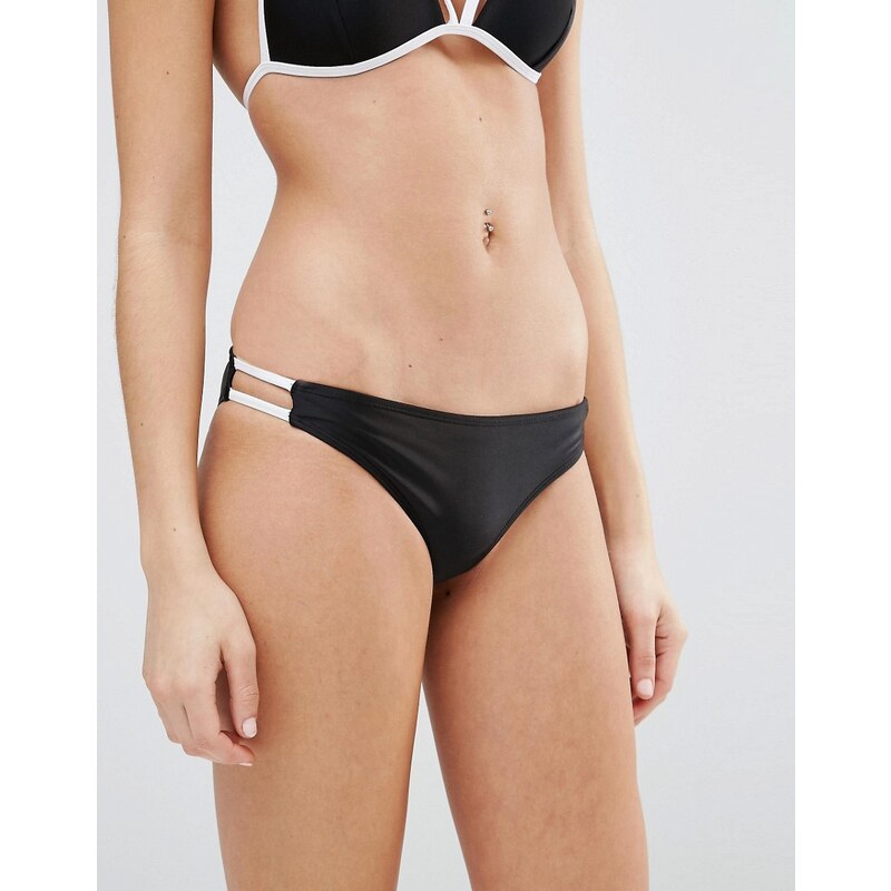 South Beach - Bikinihose mit Kontrast-Design - Schwarz