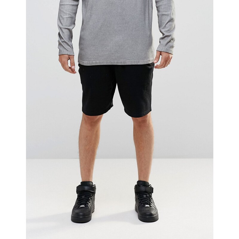 ASOS - Schmal geschnittene Jersey-Shorts mit Reißverschlüssen in Schwarz - Schwarz