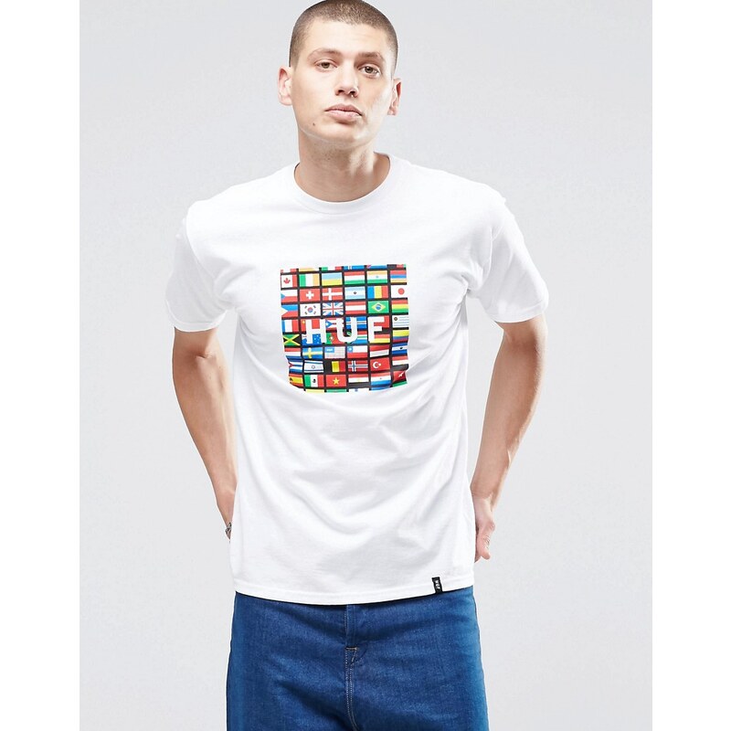 HUF - T-Shirt mit Flaggenlogo - Weiß