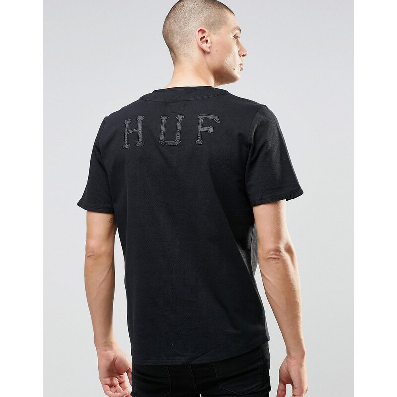 HUF - College-T-Shirt aus Jersey mit Logo hinten - Schwarz