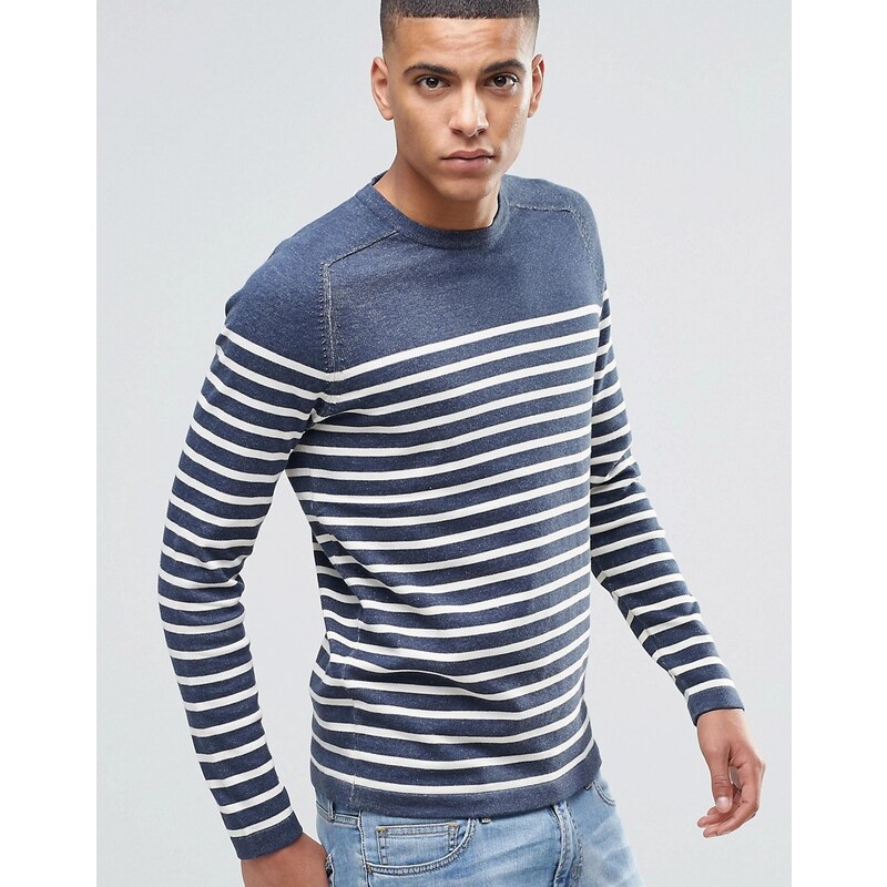 Selected Homme - Sweatshirt mit Bretonstreifen - Blau