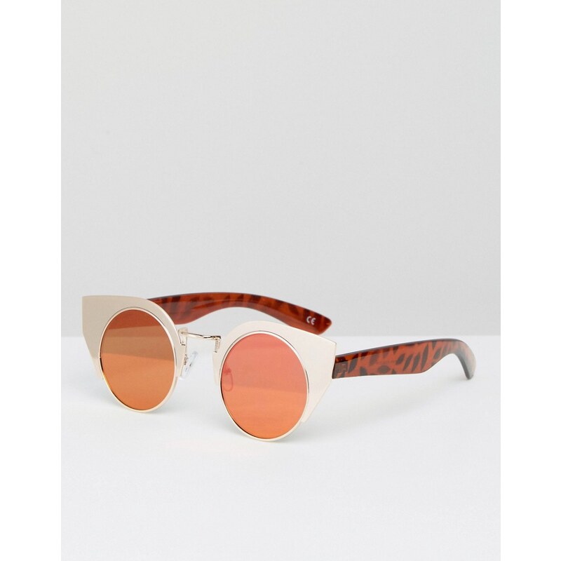 ASOS - Angewinkelte Sonnenbrille mit Fassung aus Metall und flachen, verspiegelten Gläsern - Gold