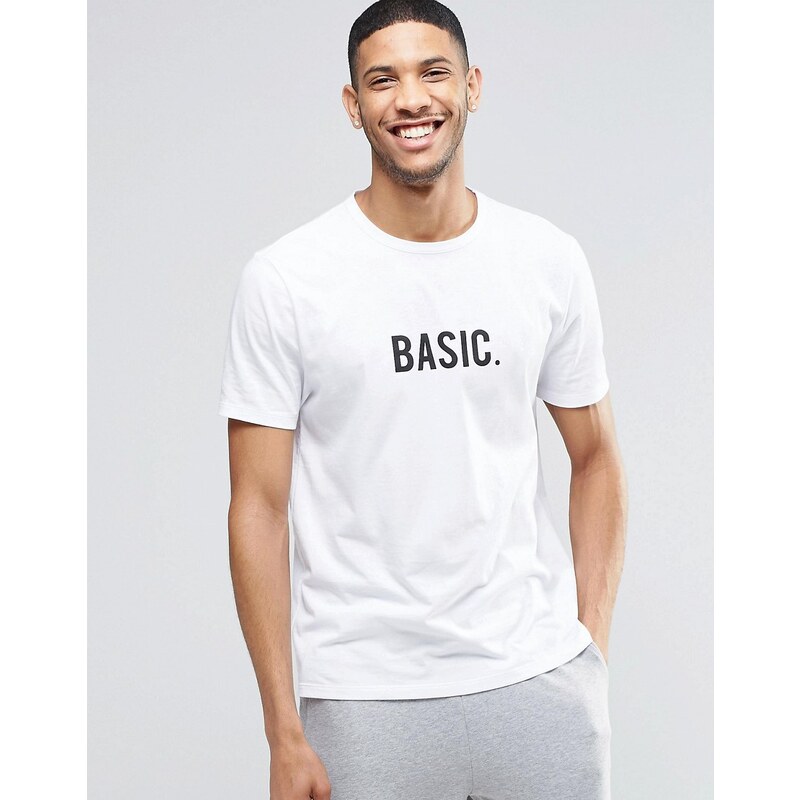 ASOS - Loungewear - T-Shirt mit Basic-Print - Weiß