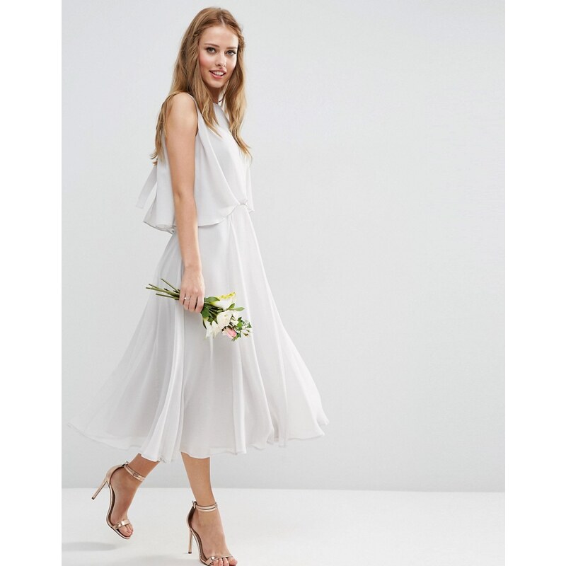 ASOS WEDDING - Kleid mit weichem Stufendesign - Grau