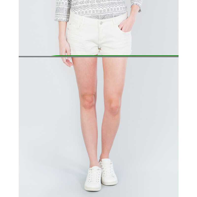 Shorts mit Umschlag und Fransen Naturweiß, Größe 36 -Pimkie- Mode für Damen