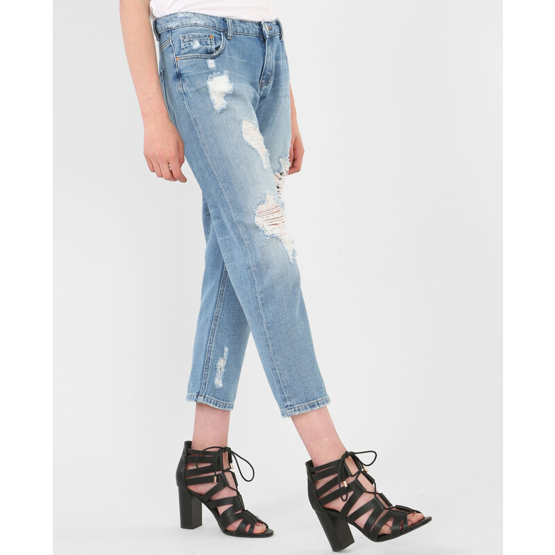 Boyfriend-Jeans im Destroy-Look Denimblau, Größe 38 -Pimkie- Mode für Damen