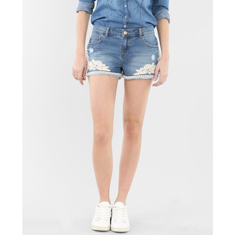 Mini-Shorts mit Makramee Denimblau, Größe 30 -Pimkie- Mode für Damen