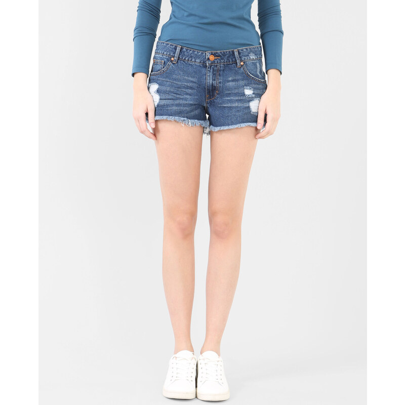 Shorts im Destroyed-Look Denimblau, Größe 32 -Pimkie- Mode für Damen