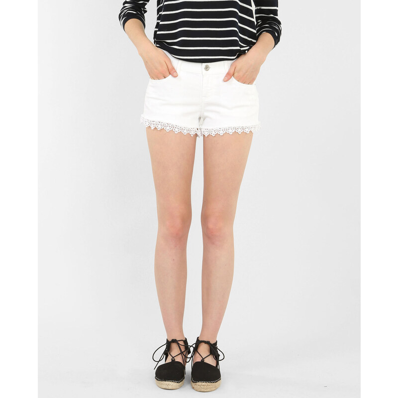 Mini-Shorts aus Denim und Spitze Weiß, Größe 30 -Pimkie- Mode für Damen