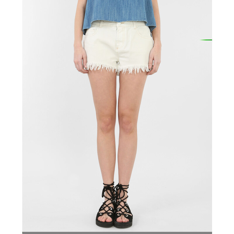 Shorts aus Denim mit Fransen Naturweiß, Größe 32 -Pimkie- Mode für Damen