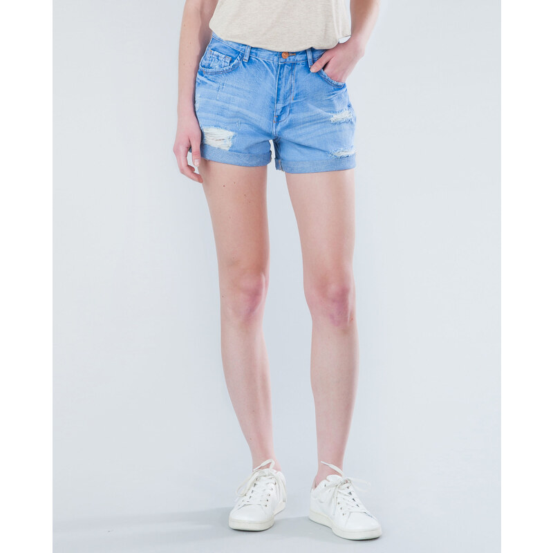 Shorts mit hoher Taille im Destroy-Look Himmelblau, Größe 30 -Pimkie- Mode für Damen