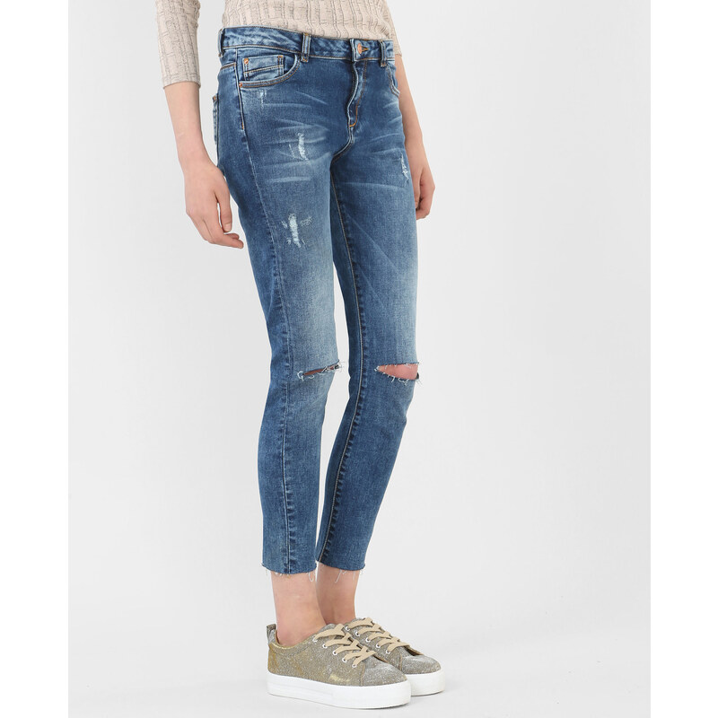 Skinny-Jeans mit zerschlissenen Knien Blau, Größe 38 -Pimkie- Mode für Damen