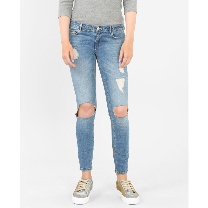 Skinny-Jeans mit zerschlissenen Knien Blau, Größe 34 -Pimkie- Mode für Damen