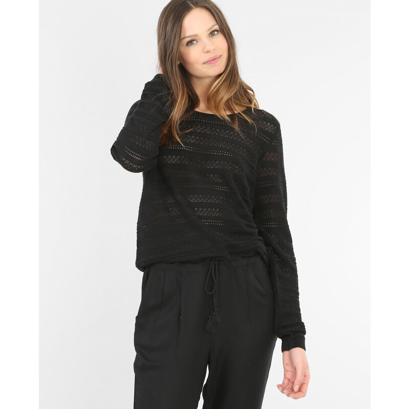 Leichter Pullover mit Ajour-Muster. Schwarz, Größe M -Pimkie- Mode für Damen