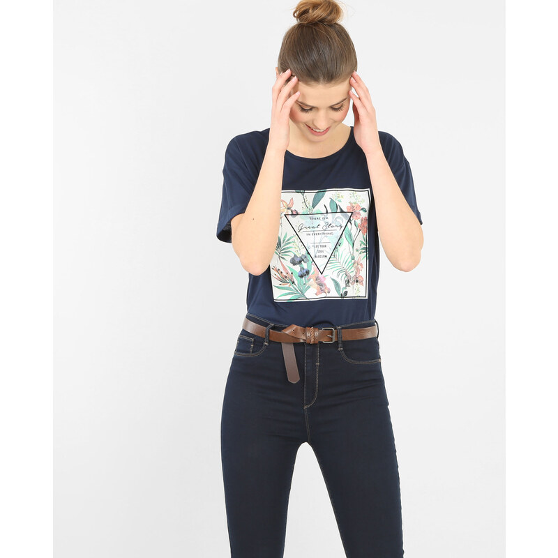 T-Shirt mit appliziertem Motiv Marineblau, Größe M -Pimkie- Mode für Damen