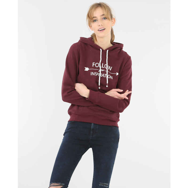 Sweatshirt mit Schriftzug Bordeauxrot, Größe S -Pimkie- Mode für Damen