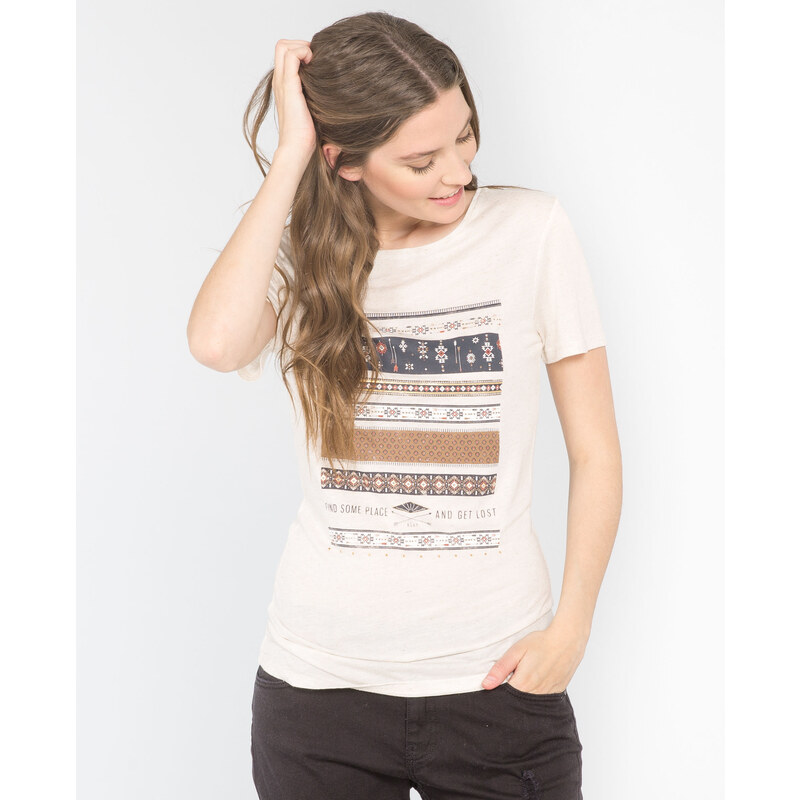 Einfaches bedrucktes T-Shirt Altweiß, Größe S -Pimkie- Mode für Damen